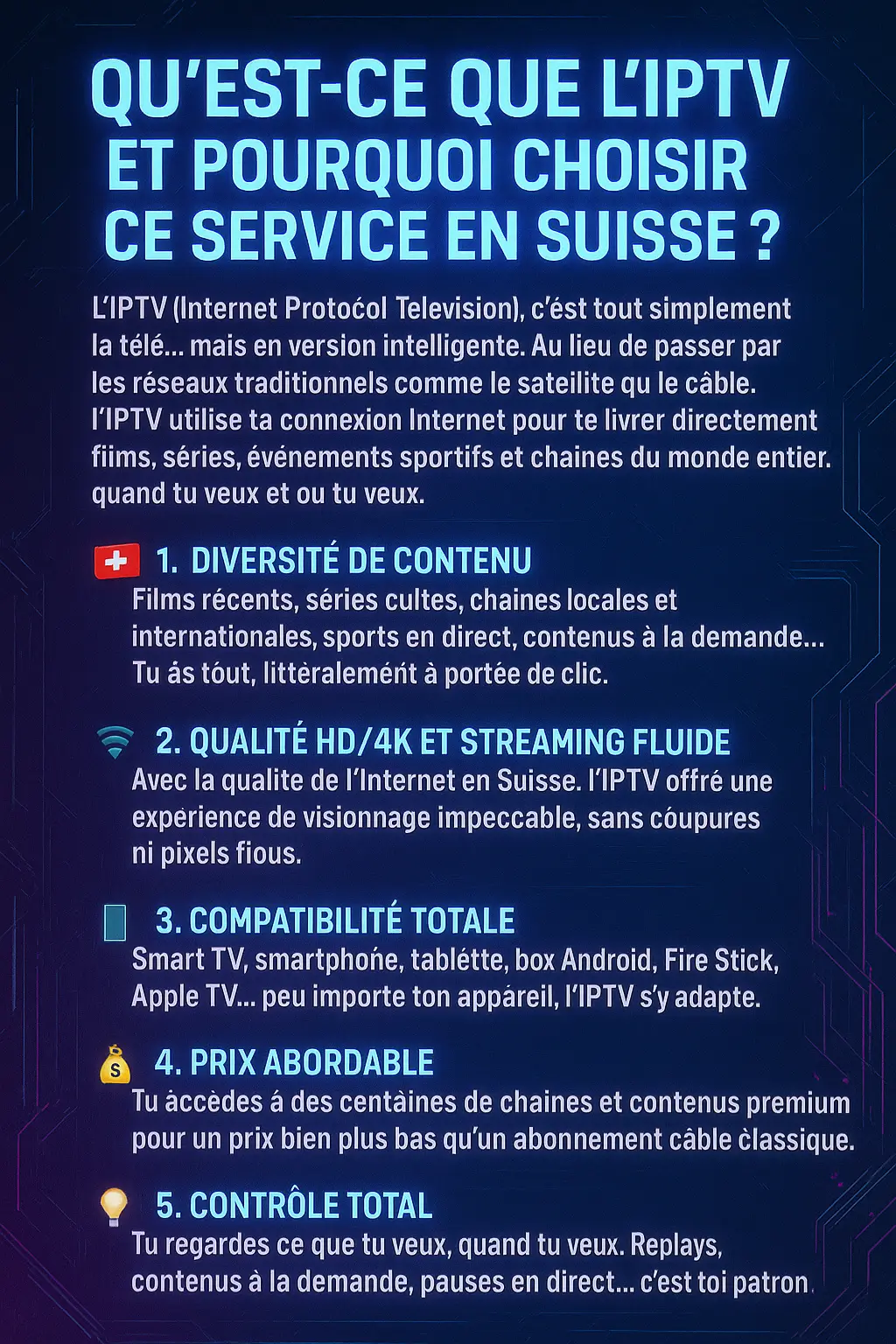 Abonnement IPTV en Suisse films, séries, sport et chaînes internationales à portée de clic 2 Abonnement IPTV en Suisse films, séries, sport et chaînes internationales à portée de clic