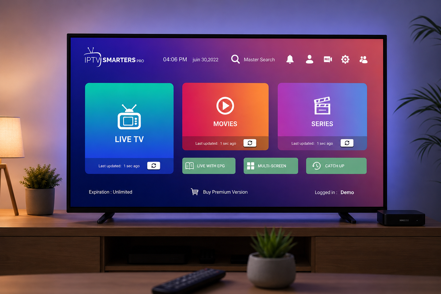 Interface IPTV Smarters Pro sur Smart TV